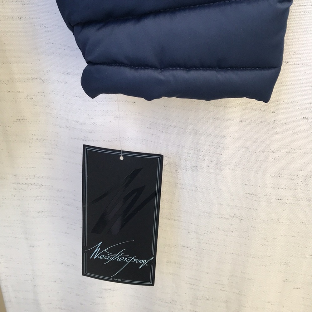 NEW Down Winter coat by Weather Proof( Large)blue -grey with hood - Picture 5 of 10